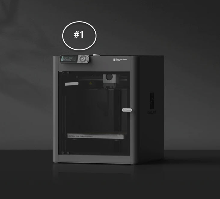 Front Image of a Bambu Lab P1S 3d Printer with a number 1