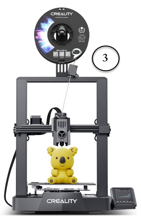 Image of a Creality Ender 3 V3 KE Printer with a number 3