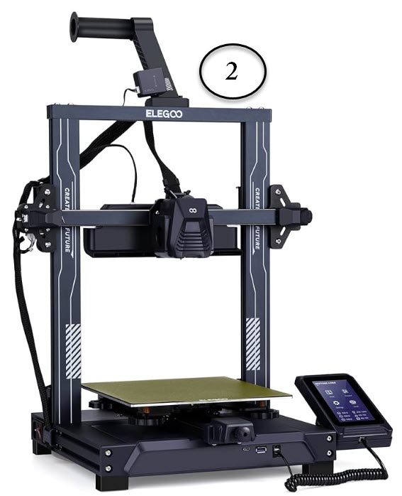 Image of an Elegoo Neptune 4 Pro 3D Printer with a number 2